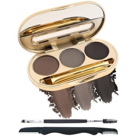 Eyebrow Powder Kit,3 Couleurs Eyebrow Powder Palette,Sourcils Maquillage Longue Tenue Waterproof,Facile a Colorer,Eyebrow Col...