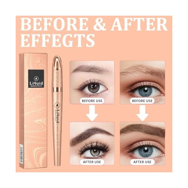 Crayon à sourcils magique avec 4 pointes microfourchues – 3D Crayon Sourcil Microblading Résistant à Leau, Stylo à sourcils ...