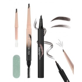 Crayon Sourcil Kit, Waterproof Longue Durée 2 en 1 Utilisation Combinée, Remplaçable Noir Fumé Eyebrow Tint Gel & Crayon Micr