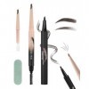 Crayon Sourcil Kit, Waterproof Longue Durée 2 en 1 Utilisation Combinée, Remplaçable Noir Fumé Eyebrow Tint Gel & Crayon Micr