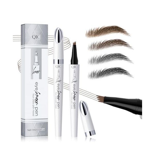 Crayon à sourcils, avec 4 pointes microfourchettes, durable, imperméable et résistant aux taches, pour sourcils naturels, noi