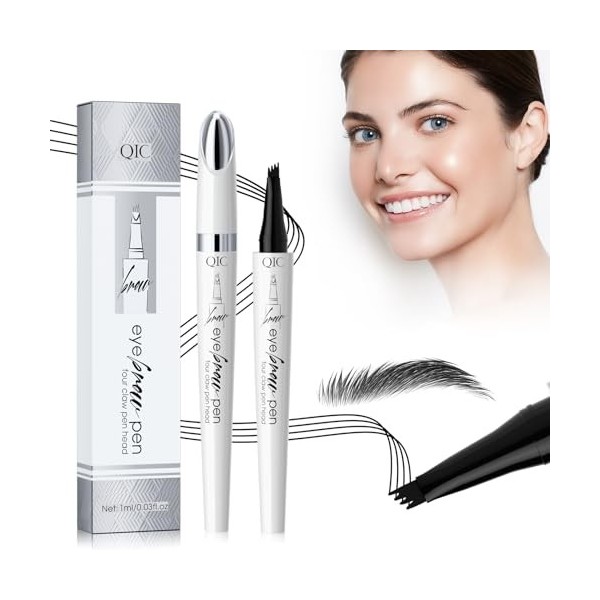 Crayon à sourcils, avec 4 pointes microfourchettes, durable, imperméable et résistant aux taches, pour sourcils naturels, noi
