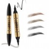 Crayon à sourcils avec 4 pointes micro-fourchettes, eye-liner liquide 2 en 1, durable et résistant à leau, pour un aspect na