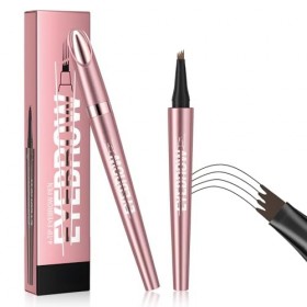 Crayon à sourcils magique 3D avec 4 pointes fourchettes, imperméable et résistant à la transpiration, naturel imperméable et ...