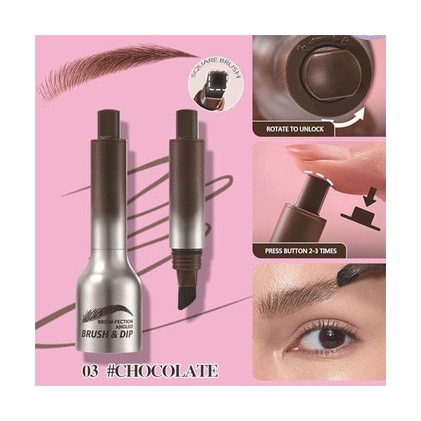 Crayon à sourcils liquide, pinceau à sourcils et gel à sourcils, brosse à sourcils coudée multifonctionnelle, pour sourcils e