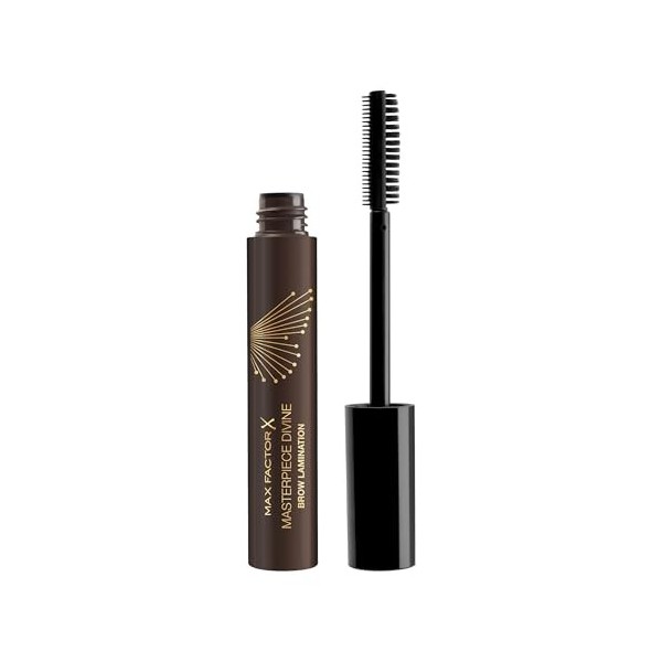 Max Factor Masterpiece Divine Brow Lamination Gel 004 Dark Applicateur double face, Plastification semblable à un salon, peig