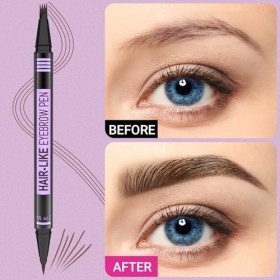 iMethod Microblading Crayon à sourcils double extrémité 2 en 1 avec 4 micro pointes fourchues et pointe pinceau précise pour ...
