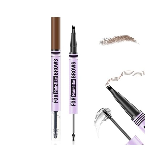 Boobeen Stylo à sourcils Microblading, pointe à 4 fourches Stylo à avec gel pour sourcils, crayon à sourcil waterproof longue...