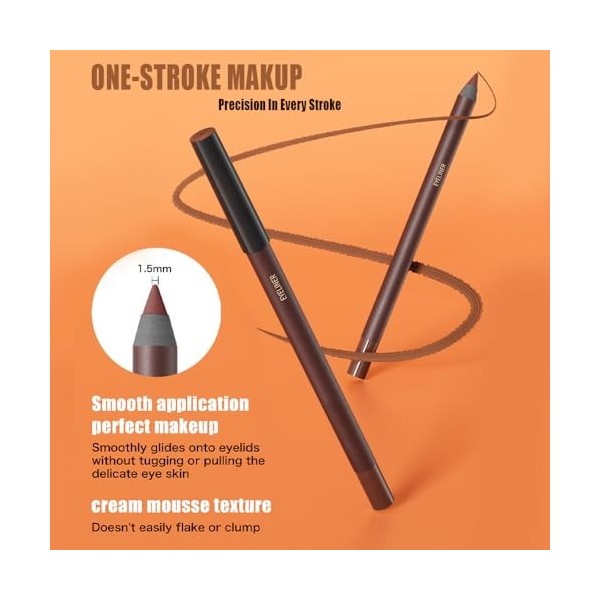 Pinkiou 5pcs Crayon Gel Yeux Effet Tatouage, Eyeliner Crayon Waterproof, eyeliner professionnel, crayon à sourcils longue ten...