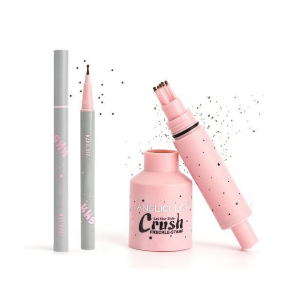 FIDWALL Stylo Tache de Rousseur & Freckle Stamp, Kit Maquillage Taches de Rousseur Imperméable Longue Tenue avec Freckles Pen