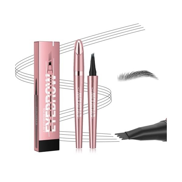 TENGWA 2 Pièces Microblading Crayon Sourcil Maquillage Longue Tenue Eyebrow Pencil Gris Crayon Maquillage 3D Waterproof Nouve