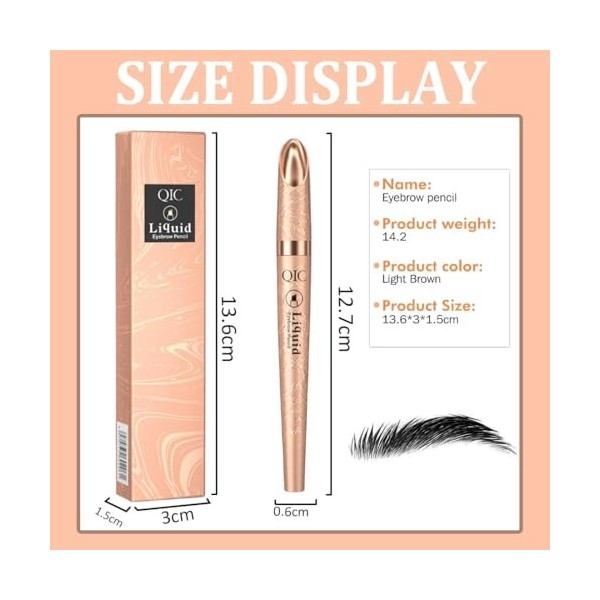 Crayon à sourcils magique avec 4 pointes microfourchues – 3D Crayon Sourcil Microblading Résistant à Leau, Stylo à sourcils 