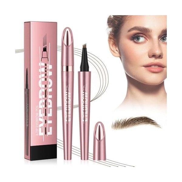 Crayon à Sourcils Waterproof Imperméable avec ​4 Micro-Fourchettes Ultra-Précises​ – ​Stylo Sourcil Effet Poil​ 3D, Résistant...