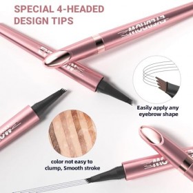 Crayon à Sourcils Waterproof Imperméable avec ​4 Micro-Fourchettes Ultra-Précises​ – ​Stylo Sourcil Effet Poil​ 3D, Résistant...