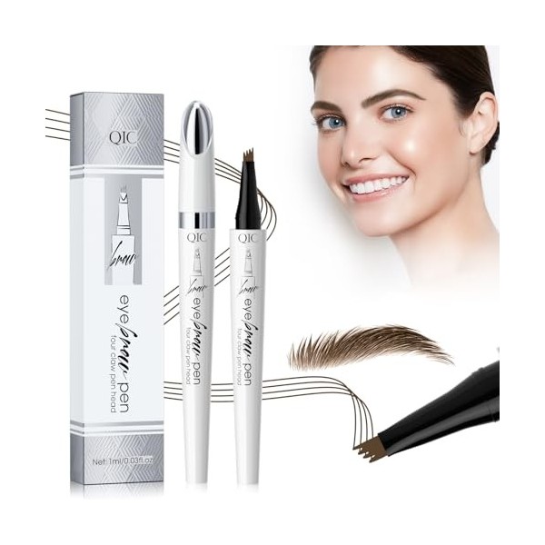 Crayon à sourcils avec 4 pointes micro-fourchettes, naturel imperméable et durable, pour hommes et femmes, sourcils sans effo...