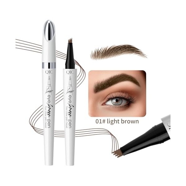 Crayon à sourcils avec 4 pointes micro-fourchettes, naturel imperméable et durable, pour hommes et femmes, sourcils sans effo...