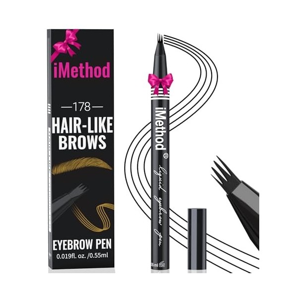 iMethod Stylo à sourcils – Crayon à sourcils avec pointe micro à 4 fourchettes, stylo à sourcils Microblading pour sourcils n...