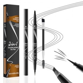 MisFun Longue Durée Crayon Sourcil, Crayon à Sourcil Magique 3D Imperméable Avec 4 Pointes de Fourchette, Microblading Eyebro