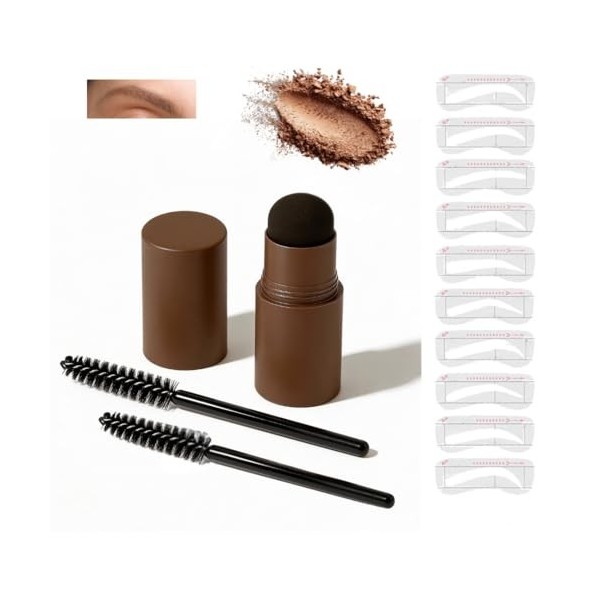 PerfectBrow Kit de pochoirs à sourcils, poudre imperméable et pochoir, 10 pochoirs à sourcils réutilisables et 2 pinceaux à s...