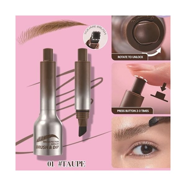 Crayon à sourcils liquide, pinceau à sourcils et gel à sourcils, brosse à sourcils coudée multifonctionnelle, pour sourcils e