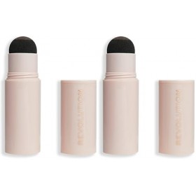 Revolution Beauty, Tampon en poudre à sourcils et kit de modèle, facile à utiliser, marron foncé Lot de 2 