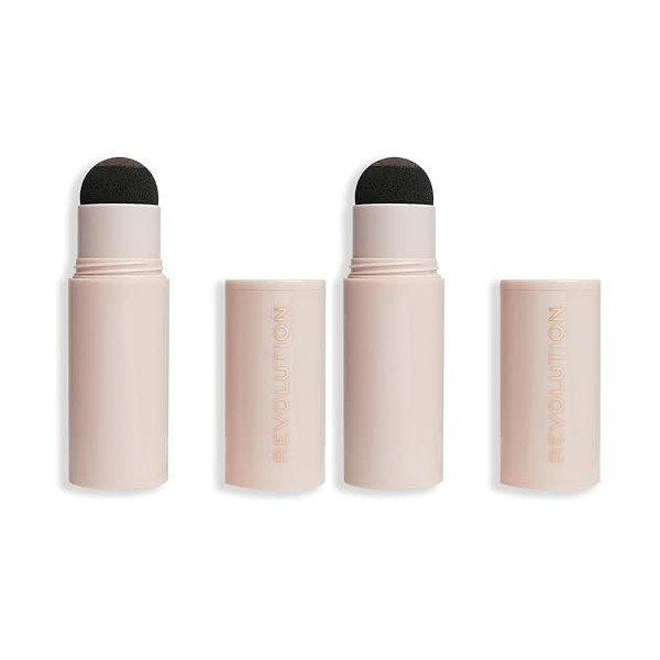Revolution Beauty, Tampon en poudre à sourcils et kit de modèle, facile à utiliser, marron foncé Lot de 2