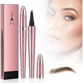 Sikweny 2 Pièces Crayon Sourcil Waterproof Avec 4 TêTes Pinceau Fourchues Crayon Sourcils Maquillage RéSistant à LEau Transp