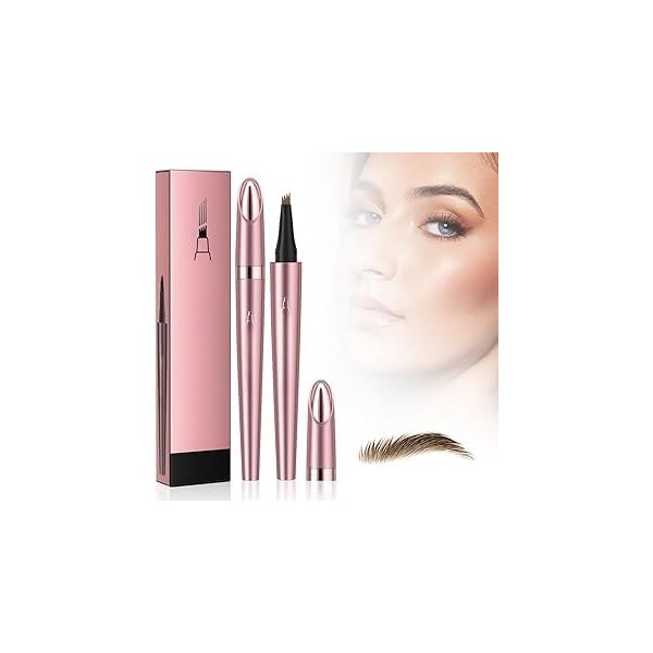 Sikweny 2 Pièces Crayon Sourcil Waterproof Avec 4 TêTes Pinceau Fourchues Crayon Sourcils Maquillage RéSistant à LEau Transp