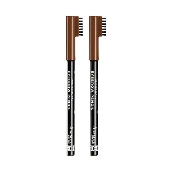 Rimmel - Crayon à Sourcils Professional - Résultat Naturel - Application Précise - 002 Hazel - 1,4gr Lot de 2 