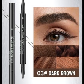 Crayon à sourcils marron foncé, crayon à sourcils Microblading avec 2 pointes fourches et pointe pinceau précise, stylo à sou...
