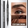 Crayon à sourcils marron foncé, crayon à sourcils Microblading avec 2 pointes fourches et pointe pinceau précise, stylo à sou...