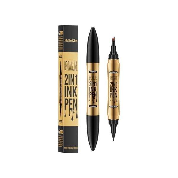 Crayon à sourcils, crayon de microblading avec 4 pointes fines, crayon à sourcils waterproof longue durée Marron foncé Maqui...