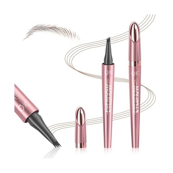 Stylo à sourcils magique, avec 4 micro-pointes fourche, stylo à sourcils longue durée, anti-taches, stylo à sourcils étanche 