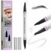 2CHILL Crayon à Sourcils Incurvé à 30 °, 2 en 1 Eyebrow Pen, Imperméables Avec 2 Conseils, Cosmétique Microbladants Vifs pour