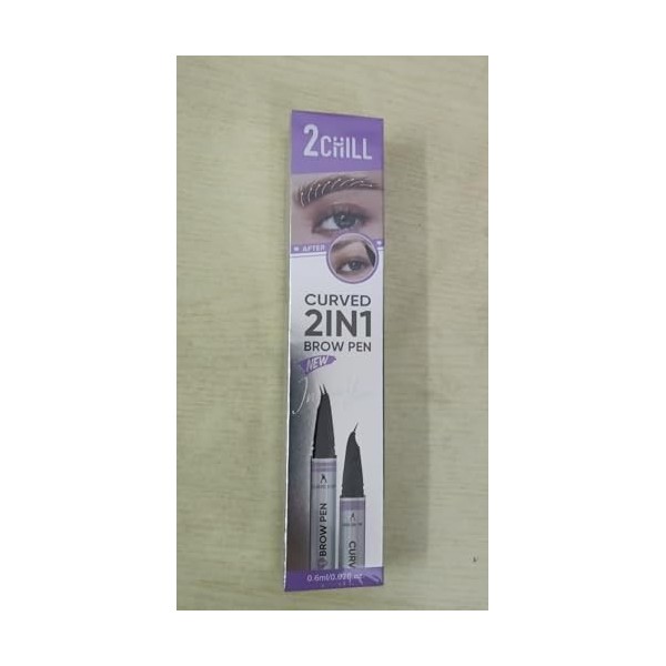 2CHILL Crayon à Sourcils Incurvé à 30 °, 2 en 1 Eyebrow Pen, Imperméables Avec 2 Conseils, Cosmétique Microbladants Vifs pour