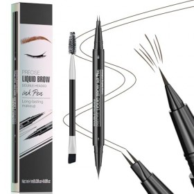 XFSRG Crayon Sourcil 2-en-1Eyeliner Liquide Double Extrémité 2 Pointes Fourchette Avec Brosse Waterproof Anti-Sueur Pour Sour