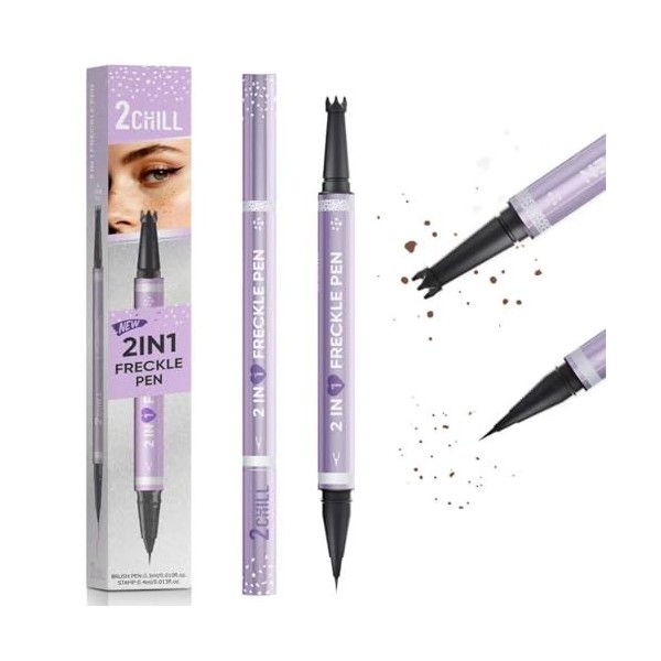 2CHILL Freckles Pen 2 en 1 étanche - Stylo anti-taches de rousseur longue durée - Avec deux pointes et crayon à sourcils - Ma