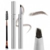 Boobeen Lot de 2 Stylos Sourcils Liquide Effet Microblading, Pointe Ultra-Précise pour un Tracé Cheveu, Résistant à lEau et ...