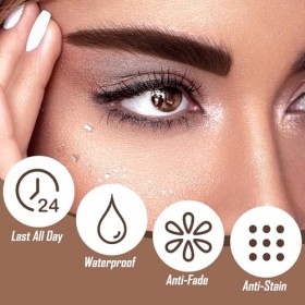 VLYX Crayon à Sourcils 2-en-1, Crayon Microblading avec Pointe à 4 Fourches et Brosse Précise pour Effet Naturel 3D, Résistan...