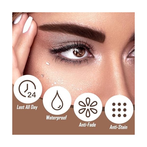 VLYX Crayon à Sourcils 2-en-1, Crayon Microblading avec Pointe à 4 Fourches et Brosse Précise pour Effet Naturel 3D, Résistan...