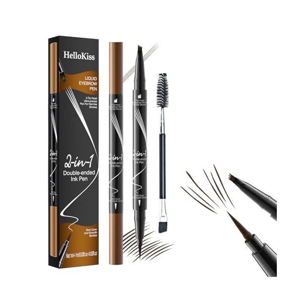 Crayon à sourcils liquide,3D Tatouage Crayon à Sourcils avec 4 conseils Crayon Imperméable & Longue Durée Sourcil pour le Maq...