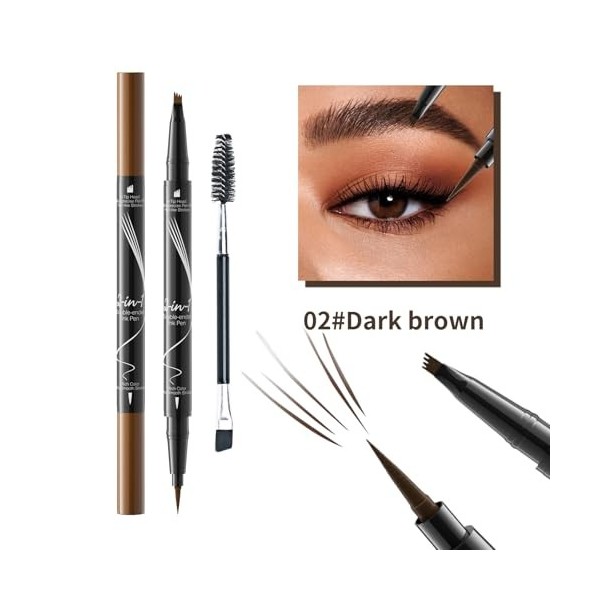 Crayon à sourcils liquide,3D Tatouage Crayon à Sourcils avec 4 conseils Crayon Imperméable & Longue Durée Sourcil pour le Maq...
