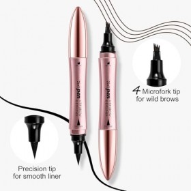 Boobeen 2 in 1 Crayon à sourcils, crayon à sourcils à double extrémité pour femmes Eyeliner avec 4 pointes fourchues et bross...