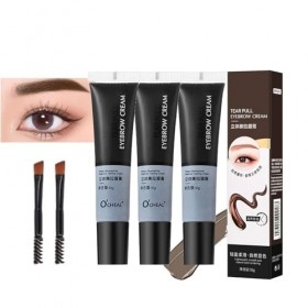 3pcs Gel pour Sourcils à Décoller avec un Pinceau, Gel de Tatouage pour Sourcils Semi-permanent, Teinte Imperméable pour Sour...