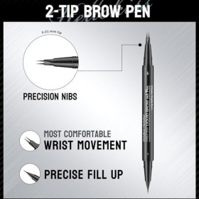 Brosse à sourcils étanche 2 en 1 avec double pointe – Micro-fourchette et brosse précise pour des sourcils naturels ressembla...