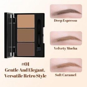 Kit de poudre à sourcils pour sculpter, remplir et définir les sourcils, comprend un pinceau et un miroir, imperméable expre