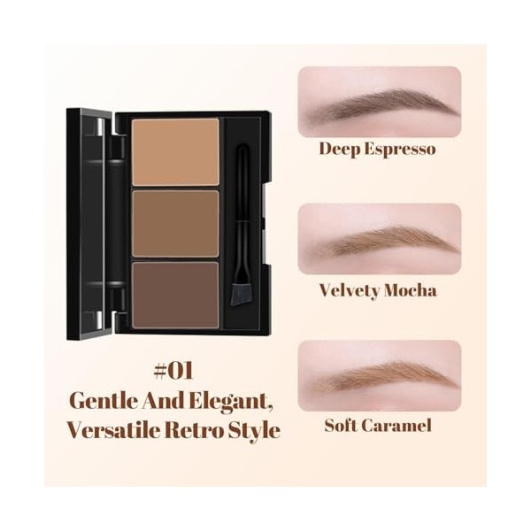 Kit de poudre à sourcils pour sculpter, remplir et définir les sourcils, comprend un pinceau et un miroir, imperméable expre