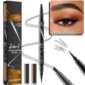 KARLOR Crayon à sourcils 2 en 1 - Crayon à sourcils liquide avec 2 pointes - Crayon à sourcils pour tailler les sourcils - Im...