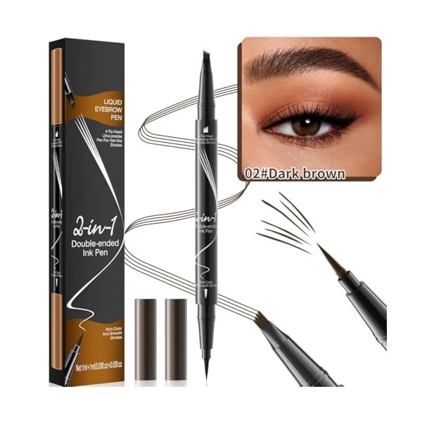 KARLOR Crayon à sourcils 2 en 1 - Crayon à sourcils liquide avec 2 pointes - Crayon à sourcils pour tailler les sourcils - Im...