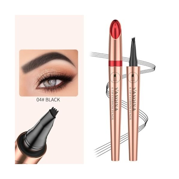 KARLOR Crayon à sourcils avec 4 pointes micro tête, crayon à sourcils liquide, dessin des poils, maquillage, tatouage Micro B...